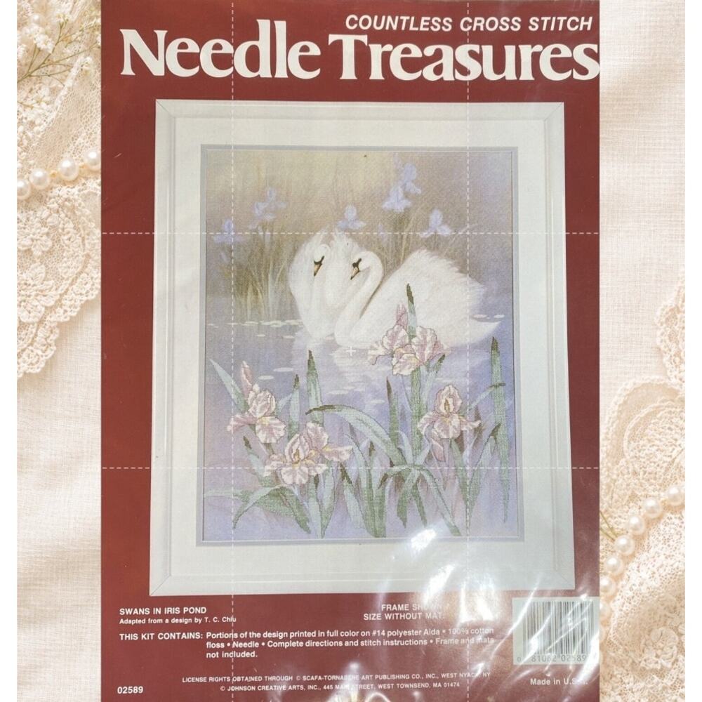 Needle Treasures Swans In Iris Pond Counted Cross Stitch Kit VTG USA New